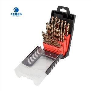 Caja de plástico ROSA de 29 piezas HSS M35 Juego de brocas de metal de cobalto totalmente molido